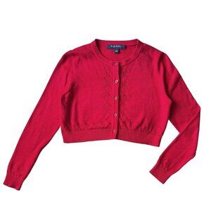 Brooks Brothers Fleece Kid’s Red Cotton Button Up Cardigan Sweater| Size L